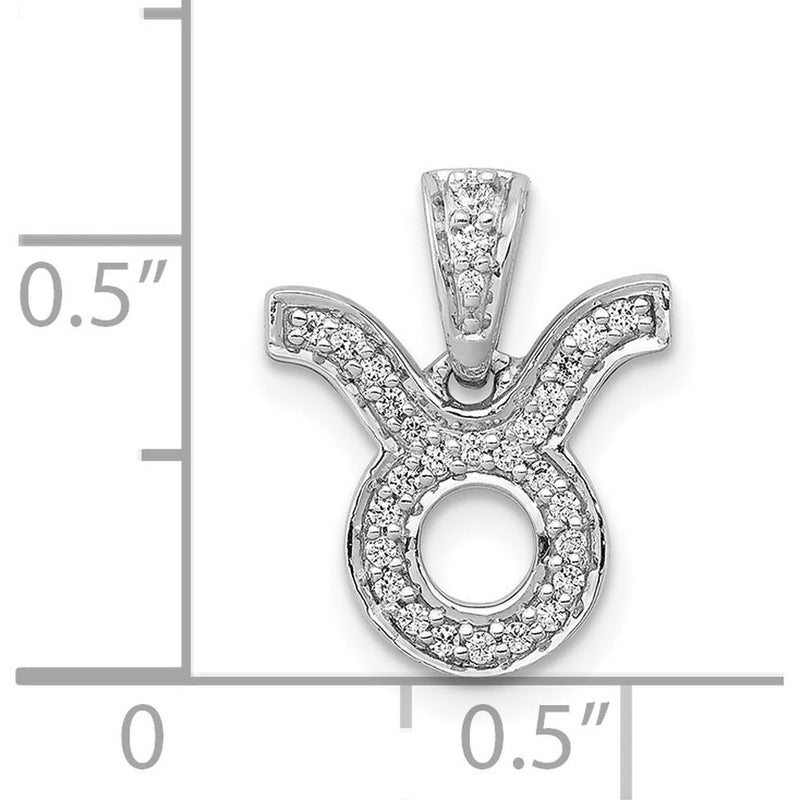 14K White Gold Diamond Taurus Zodiac Pendant - 0.023 Carat Total Diamond Weight by Monteluci Fine Jewelry