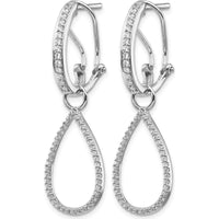 14K White Gold Diamond Teardrop Dangle Earrings with Round Diamonds - 0.02 Carats Total Diamond Weight by Monteluci Fine Jewelry