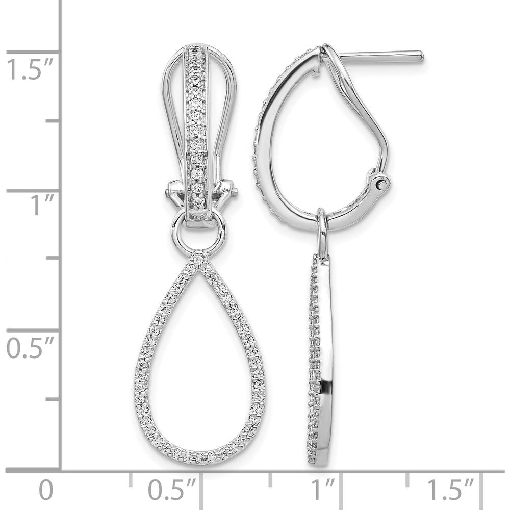 14K White Gold Diamond Teardrop Dangle Earrings with Round Diamonds - 0.02 Carats Total Diamond Weight by Monteluci Fine Jewelry