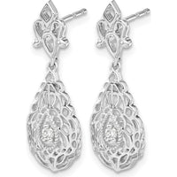 14K White Gold Diamond Teardrop Drop Earrings with Round Diamonds - 0.03 Carat Total Diamond Weight by Monteluci Fine Jewelry