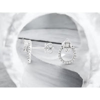 14K White Gold Diamond Teardrop Earrings with Emerald-Cut Diamond - 0.37 Carats Total Diamond Weight