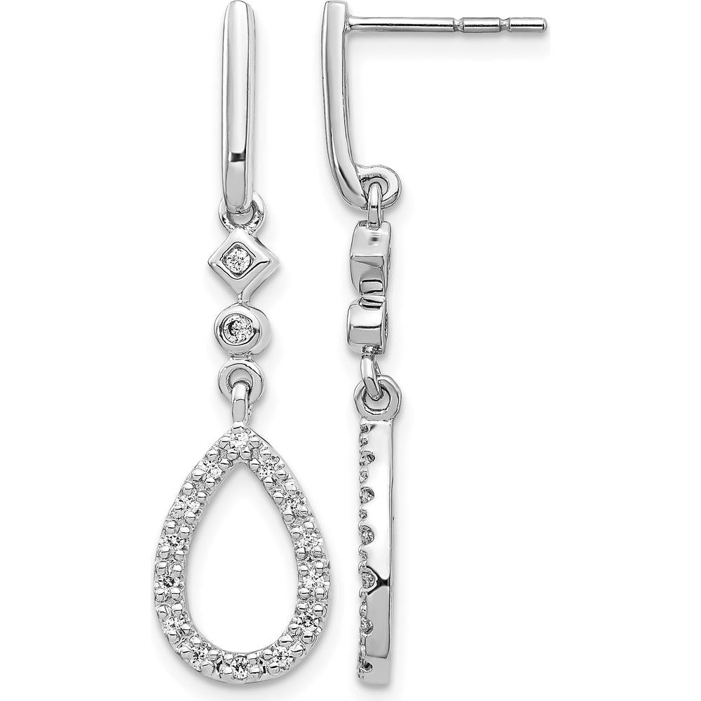 14K White Gold Diamond Teardrop Earrings with Natural Round Cut Diamonds - 0.59 Carat Total Diamond Weight by Monteluci Fine Jewelry