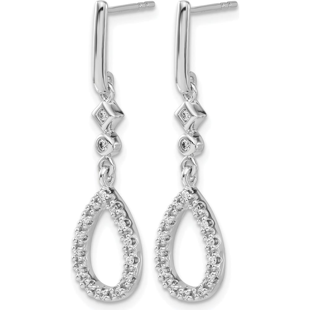 14K White Gold Diamond Teardrop Earrings with Natural Round Cut Diamonds - 0.59 Carat Total Diamond Weight by Monteluci Fine Jewelry