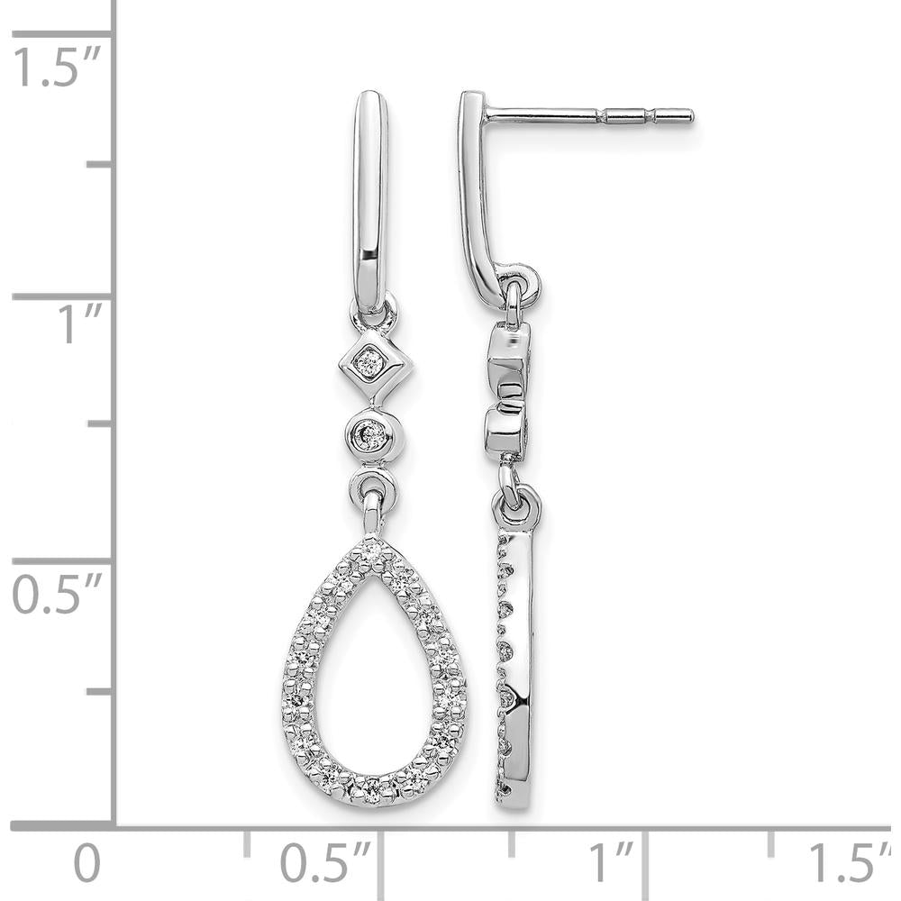 14K White Gold Diamond Teardrop Earrings with Natural Round Cut Diamonds - 0.59 Carat Total Diamond Weight by Monteluci Fine Jewelry