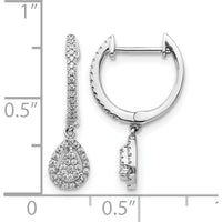 14K White Gold Diamond Teardrop Hinged Hoop Earrings - 0.06 Carat Total Diamond Weight by Monteluci Fine Jewelry
