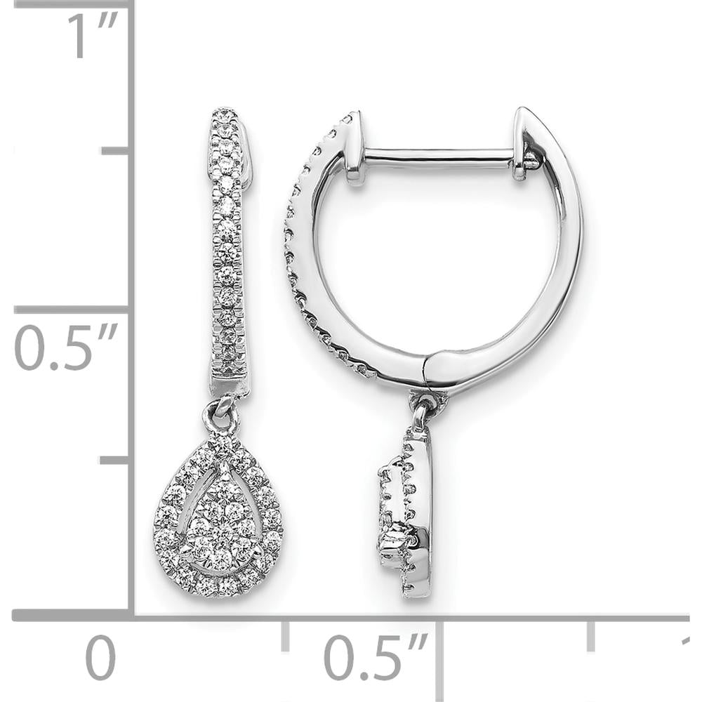 14K White Gold Diamond Teardrop Hinged Hoop Earrings - 0.06 Carat Total Diamond Weight by Monteluci Fine Jewelry