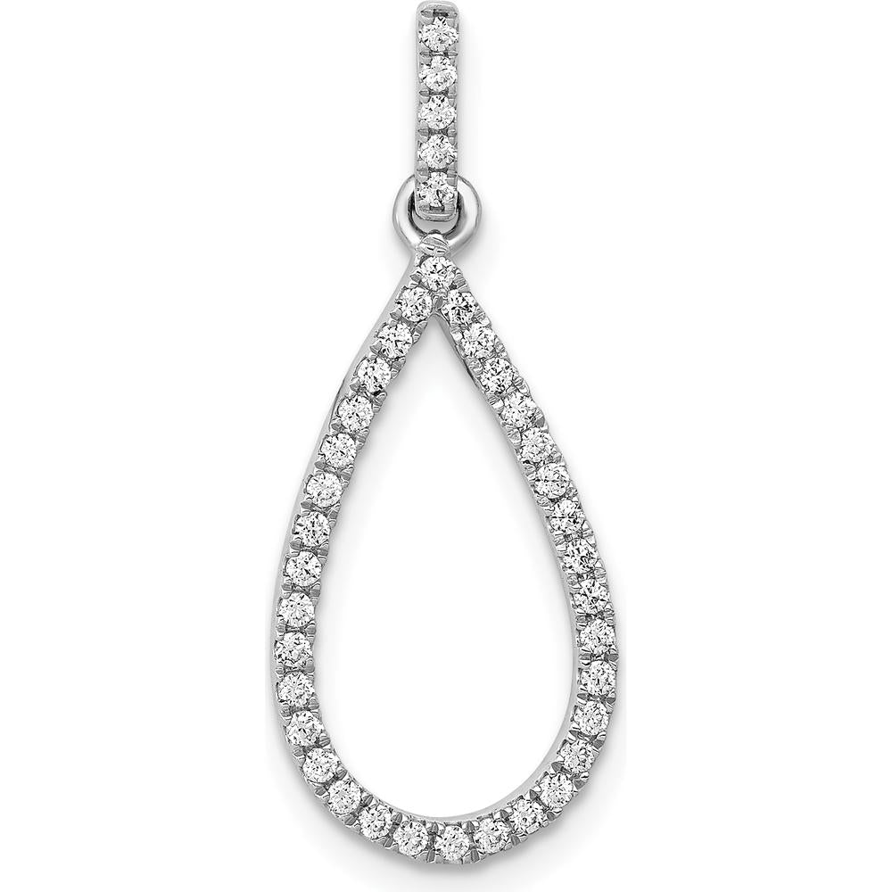 14K White Gold Diamond Teardrop Pendant with 39 Round Diamonds - 1/4 Carat Total Diamond Weight by Monteluci Fine Jewelry
