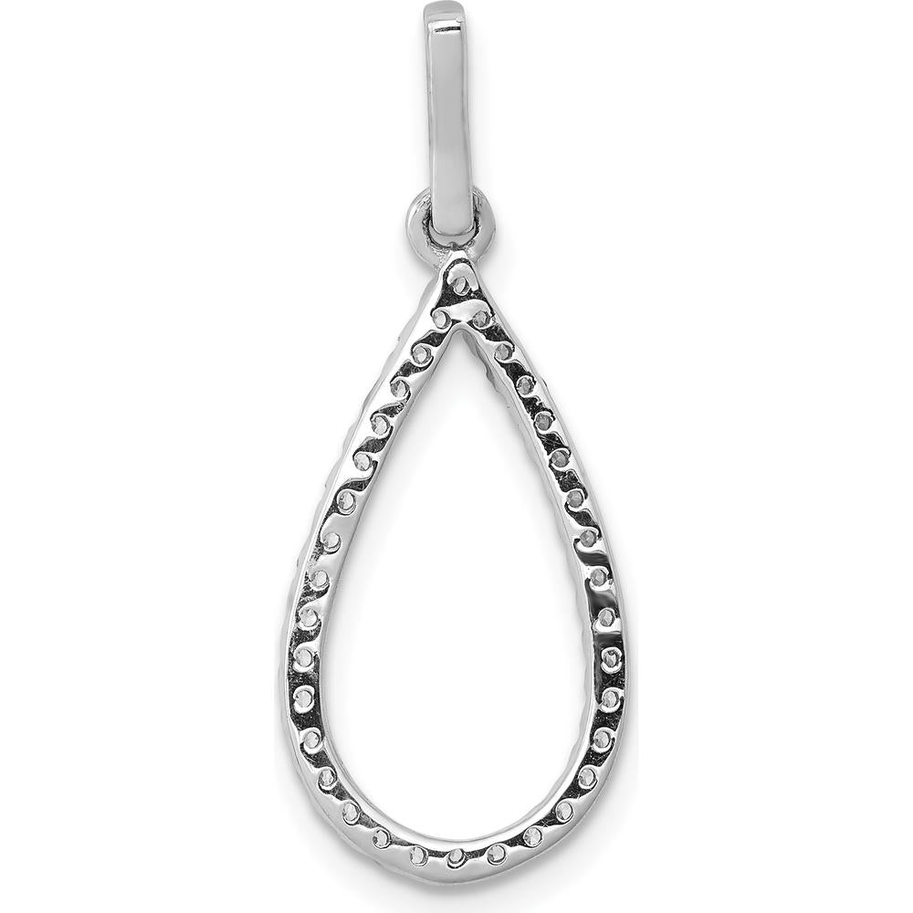 14K White Gold Diamond Teardrop Pendant with 39 Round Diamonds - 1/4 Carat Total Diamond Weight by Monteluci Fine Jewelry