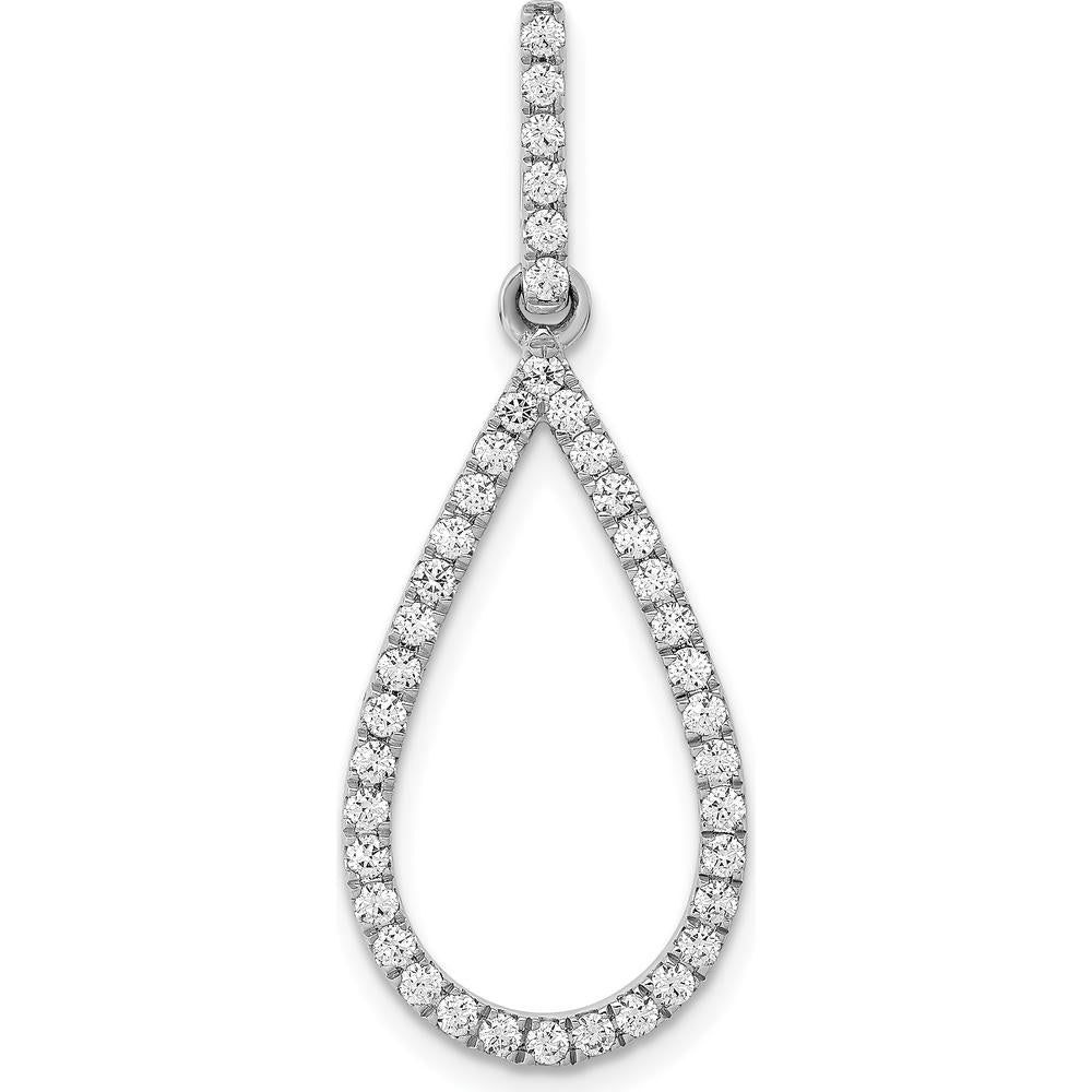 14K White Gold Diamond Teardrop Pendant with 40 Round Diamonds - 0.48 Carat Total Diamond Weight by Monteluci Fine Jewelry