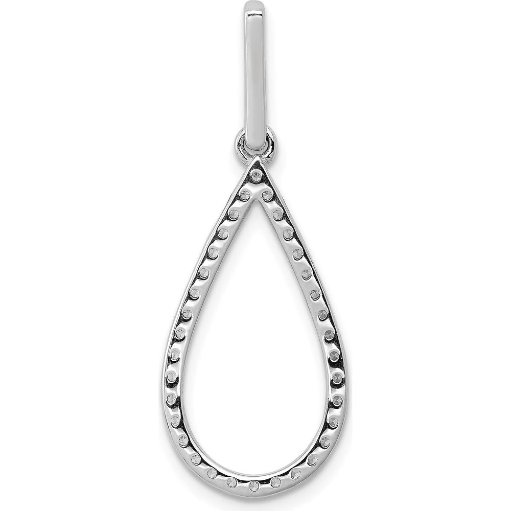 14K White Gold Diamond Teardrop Pendant with 40 Round Diamonds - 0.48 Carat Total Diamond Weight by Monteluci Fine Jewelry