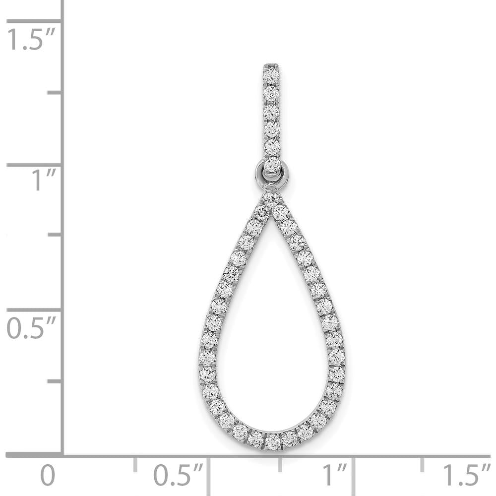 14K White Gold Diamond Teardrop Pendant with 40 Round Diamonds - 0.48 Carat Total Diamond Weight by Monteluci Fine Jewelry
