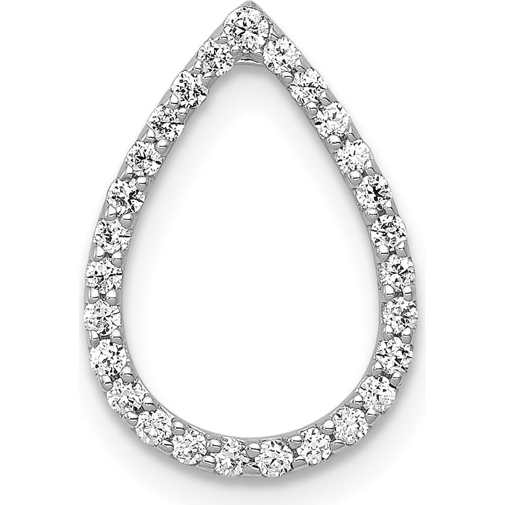 14K White Gold Diamond Teardrop Pendant with Natural Round Diamonds - 0.20 Carat Total Diamond Weight by Monteluci Fine Jewelry