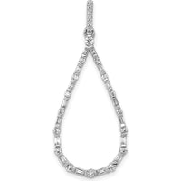 14K White Gold Diamond Teardrop Pendant with Round and Baguette Diamonds - 1/2 Carat Total Diamond Weight by Monteluci Fine Jewelry