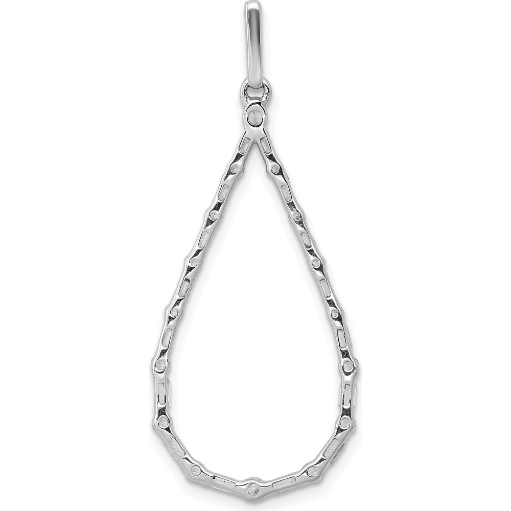 14K White Gold Diamond Teardrop Pendant with Round and Baguette Diamonds - 1/2 Carat Total Diamond Weight by Monteluci Fine Jewelry