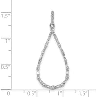 14K White Gold Diamond Teardrop Pendant with Round and Baguette Diamonds - 1/2 Carat Total Diamond Weight by Monteluci Fine Jewelry