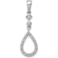14K White Gold Diamond Teardrop Pendant with Round Cut Diamonds - 0.018 Carat Total Diamond Weight by Monteluci Fine Jewelry