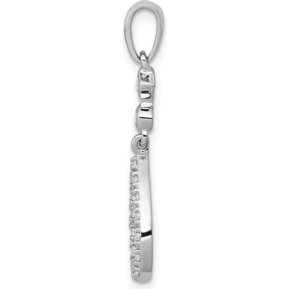 14K White Gold Diamond Teardrop Pendant with Round Cut Diamonds - 0.018 Carat Total Diamond Weight by Monteluci Fine Jewelry