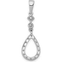 14K White Gold Diamond Teardrop Pendant with Round Cut Diamonds - 0.018 Carat Total Diamond Weight by Monteluci Fine Jewelry
