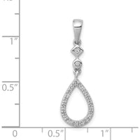 14K White Gold Diamond Teardrop Pendant with Round Cut Diamonds - 0.018 Carat Total Diamond Weight by Monteluci Fine Jewelry