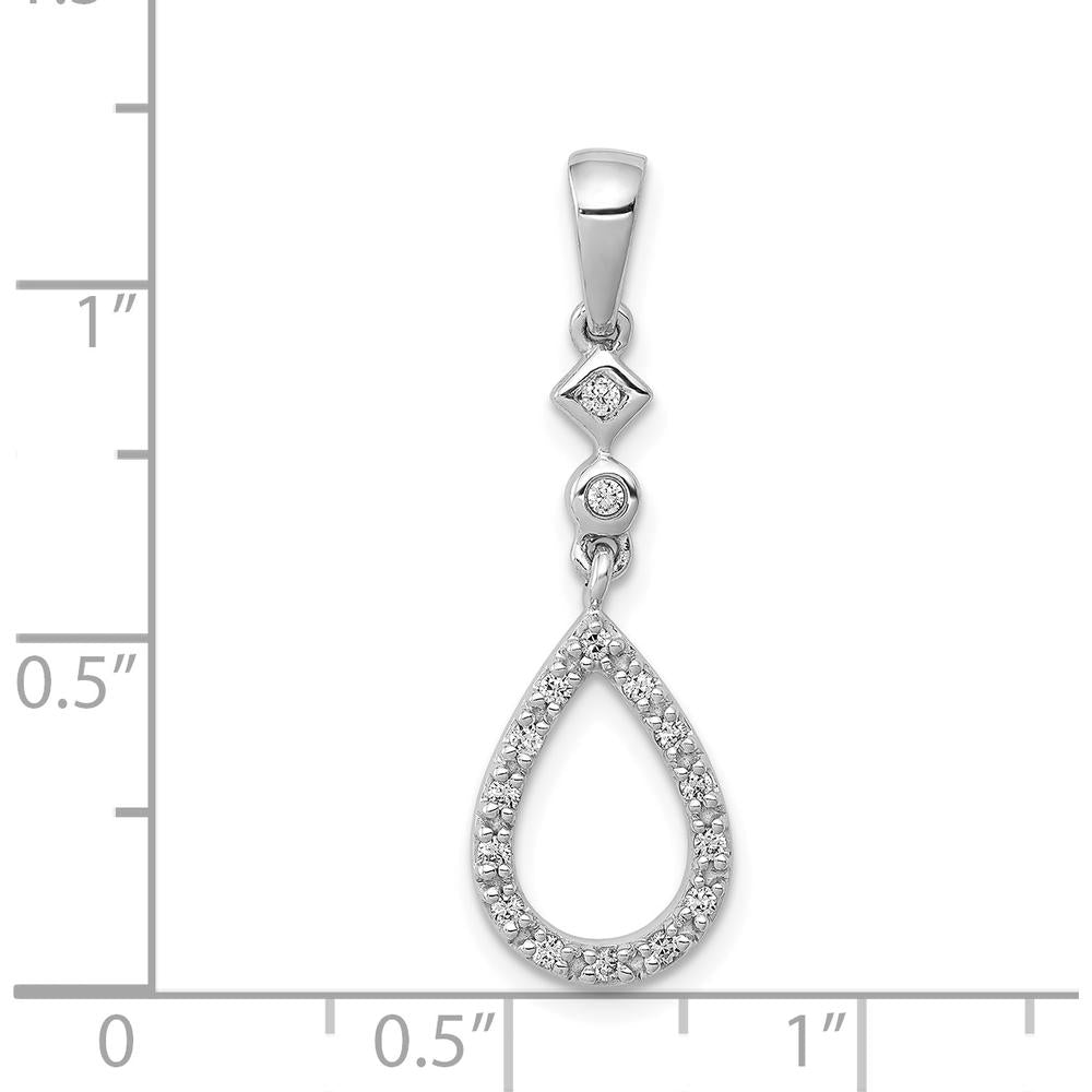 14K White Gold Diamond Teardrop Pendant with Round Cut Diamonds - 0.018 Carat Total Diamond Weight by Monteluci Fine Jewelry
