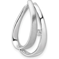 14K White Gold Diamond Teardrop Pendant with Round Diamond - 0.04 Carat Total Diamond Weight by Monteluci Fine Jewelry