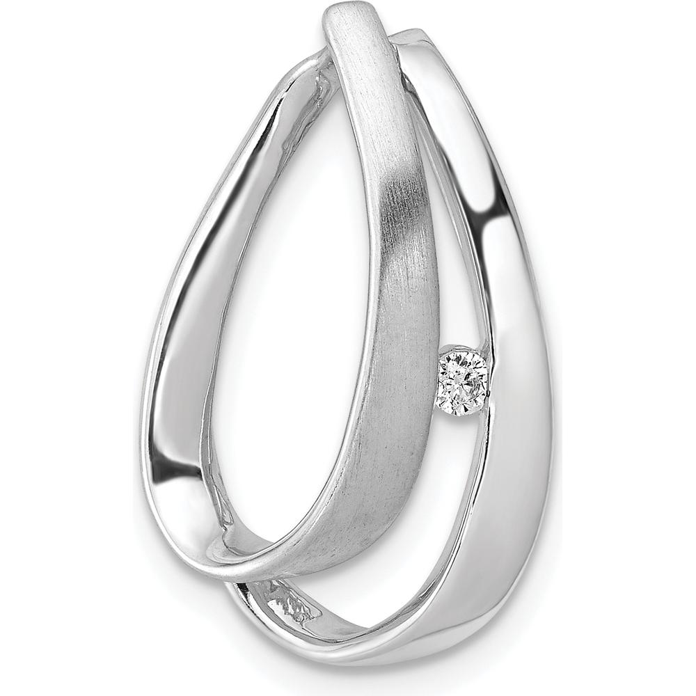14K White Gold Diamond Teardrop Pendant with Round Diamond - 0.04 Carat Total Diamond Weight by Monteluci Fine Jewelry
