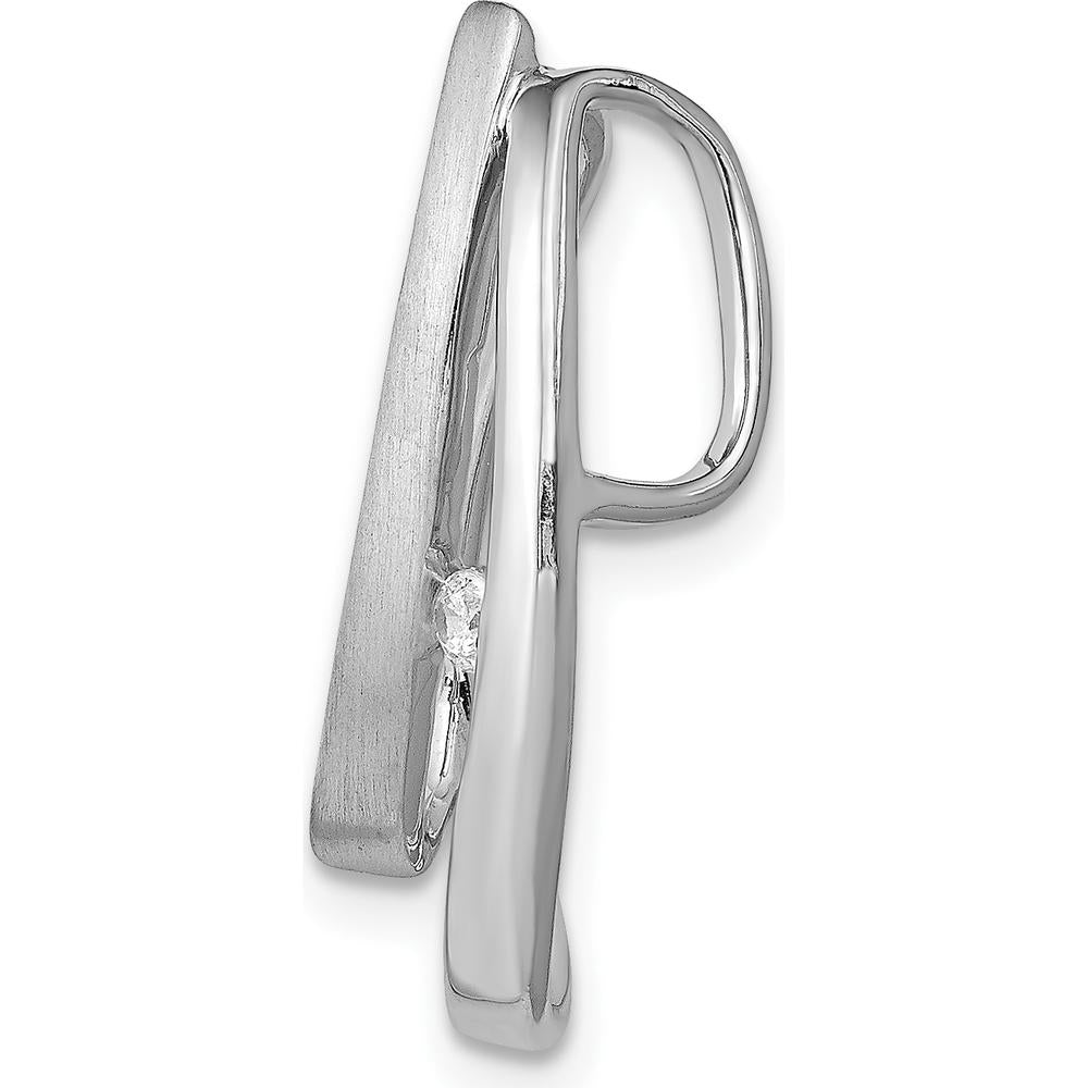 14K White Gold Diamond Teardrop Pendant with Round Diamond - 0.04 Carat Total Diamond Weight by Monteluci Fine Jewelry