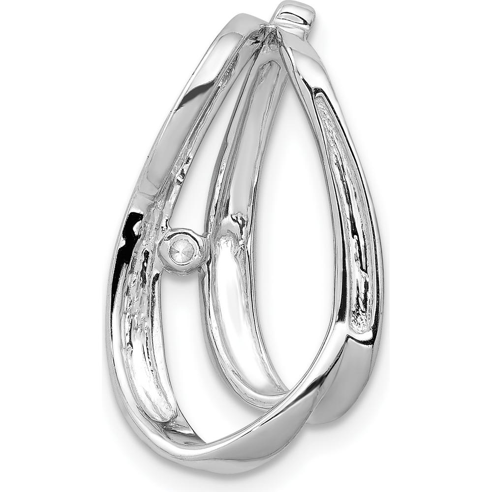 14K White Gold Diamond Teardrop Pendant with Round Diamond - 0.04 Carat Total Diamond Weight by Monteluci Fine Jewelry