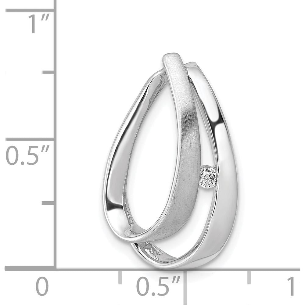 14K White Gold Diamond Teardrop Pendant with Round Diamond - 0.04 Carat Total Diamond Weight by Monteluci Fine Jewelry