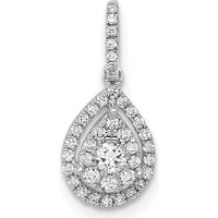 14K White Gold Diamond Teardrop Pendant with Round Diamond Halo - 0.065 Carat Total Diamond Weight by Monteluci Fine Jewelry