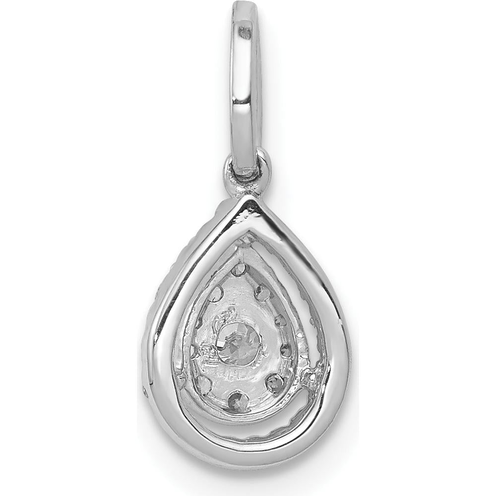 14K White Gold Diamond Teardrop Pendant with Round Diamond Halo - 0.065 Carat Total Diamond Weight by Monteluci Fine Jewelry