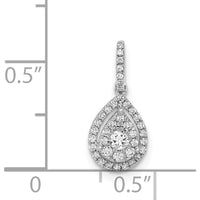 14K White Gold Diamond Teardrop Pendant with Round Diamond Halo - 0.065 Carat Total Diamond Weight by Monteluci Fine Jewelry