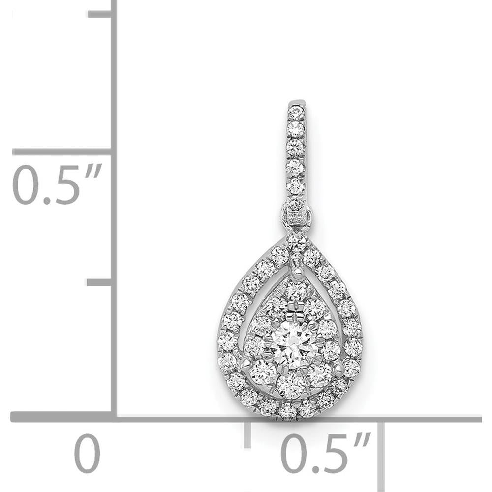 14K White Gold Diamond Teardrop Pendant with Round Diamond Halo - 0.065 Carat Total Diamond Weight by Monteluci Fine Jewelry