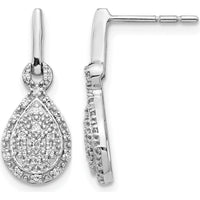 14K White Gold Diamond Teardrop Post Earrings - 0.008 Carat Total Diamond Weight by Monteluci Fine Jewelry