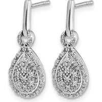 14K White Gold Diamond Teardrop Post Earrings - 0.008 Carat Total Diamond Weight by Monteluci Fine Jewelry