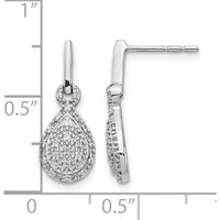 14K White Gold Diamond Teardrop Post Earrings - 0.008 Carat Total Diamond Weight by Monteluci Fine Jewelry