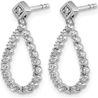 14K White Gold Diamond Teardrop Post Earrings with 42 Round Diamonds - 0.026 Carat Total Diamond Weight by Monteluci Fine Jewelry