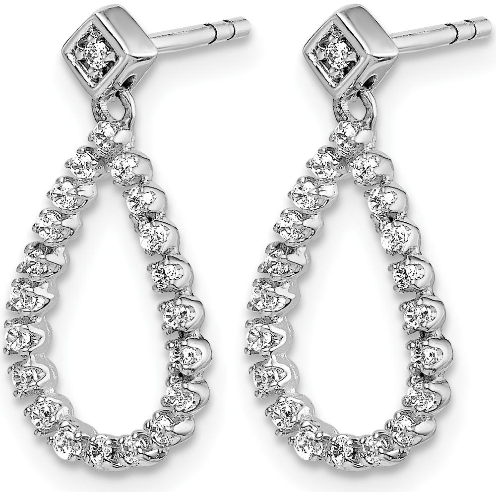 14K White Gold Diamond Teardrop Post Earrings with 42 Round Diamonds - 0.026 Carat Total Diamond Weight by Monteluci Fine Jewelry
