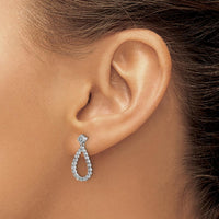 14K White Gold Diamond Teardrop Post Earrings with 42 Round Diamonds - 0.026 Carat Total Diamond Weight by Monteluci Fine Jewelry