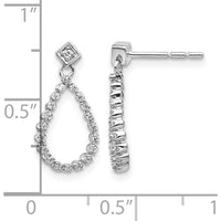 14K White Gold Diamond Teardrop Post Earrings with 42 Round Diamonds - 0.026 Carat Total Diamond Weight by Monteluci Fine Jewelry