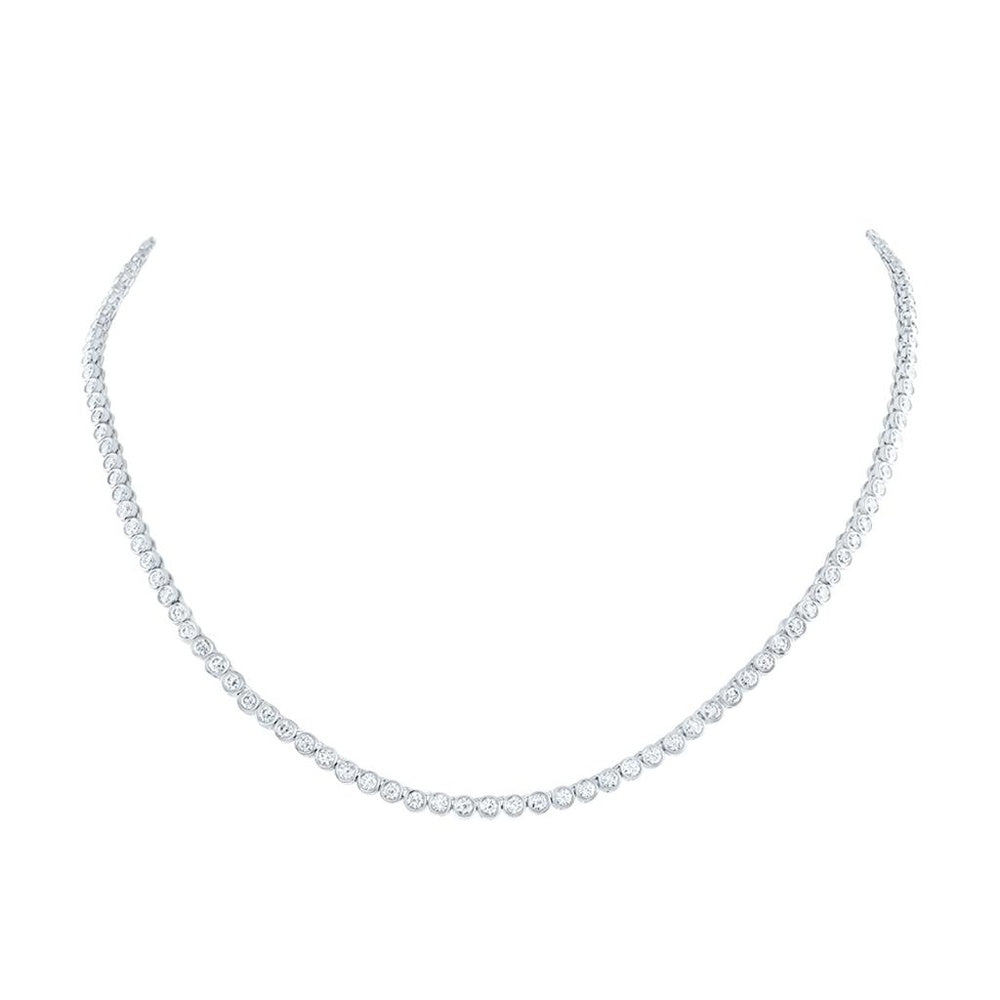 14K White Gold Diamond Tennis 18-Inch Necklace - 5 Carat Total Diamond Weight