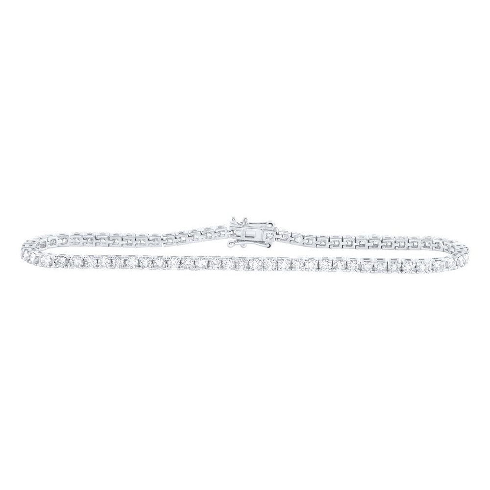 14K White Gold Diamond Tennis 7-Inch Bracelet - 3 Carat Total Diamond Weight