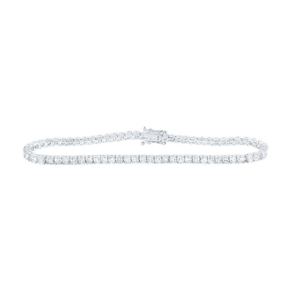 14K White Gold Diamond Tennis 7-Inch Bracelet - 4 Carat Total Diamond Weight
