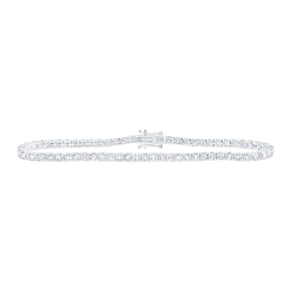 14K White Gold Diamond Tennis 7-Inch Bracelet - 4 Carat Total Diamond Weight