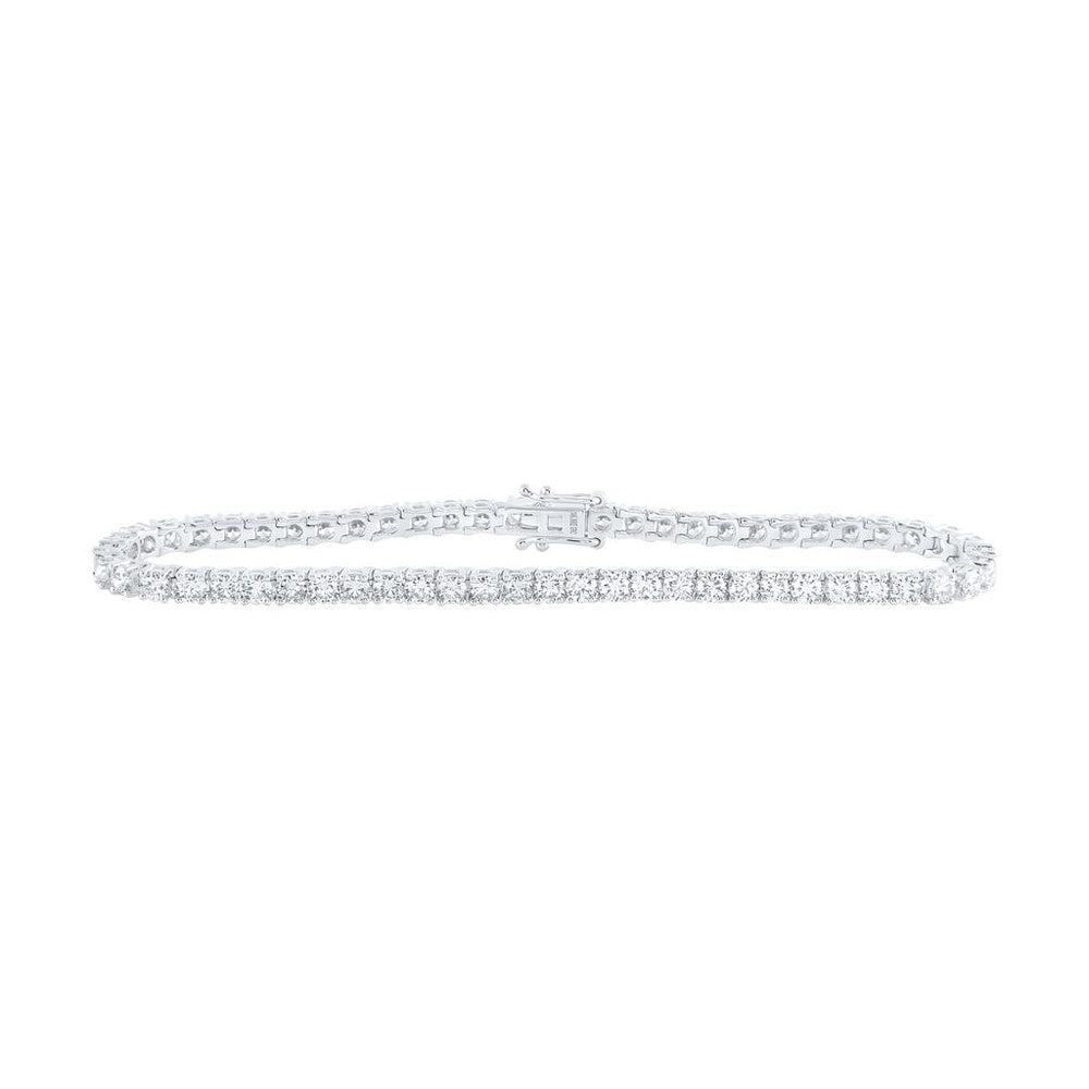 14K White Gold Diamond Tennis 7-Inch Bracelet - 5 Carat Total Diamond Weight