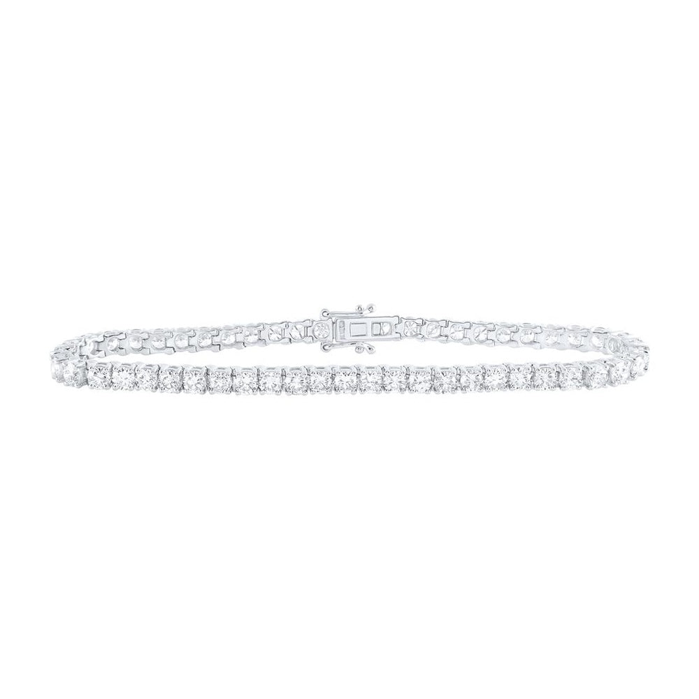 14K White Gold Diamond Tennis 7-Inch Bracelet - 6 5/8 Carat Total Diamond Weight