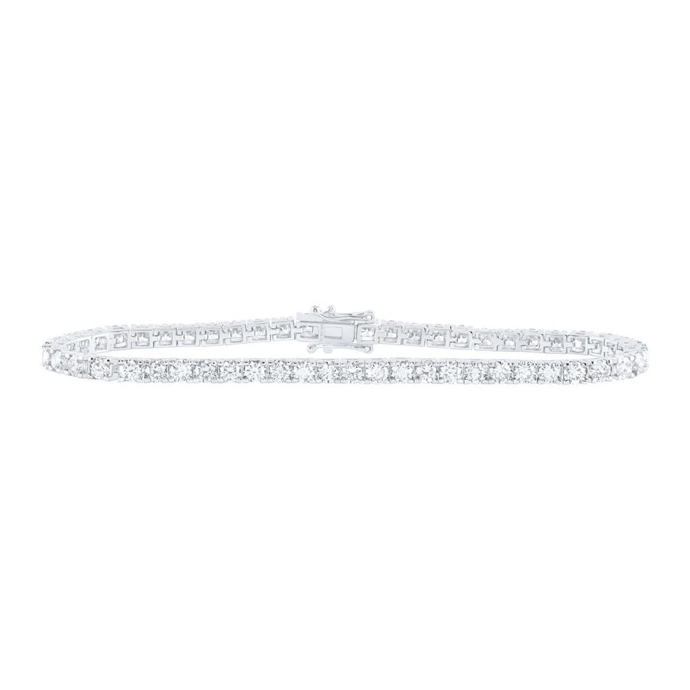 14K White Gold Diamond Tennis 7-Inch Bracelet - 6 Carat Total Diamond Weight