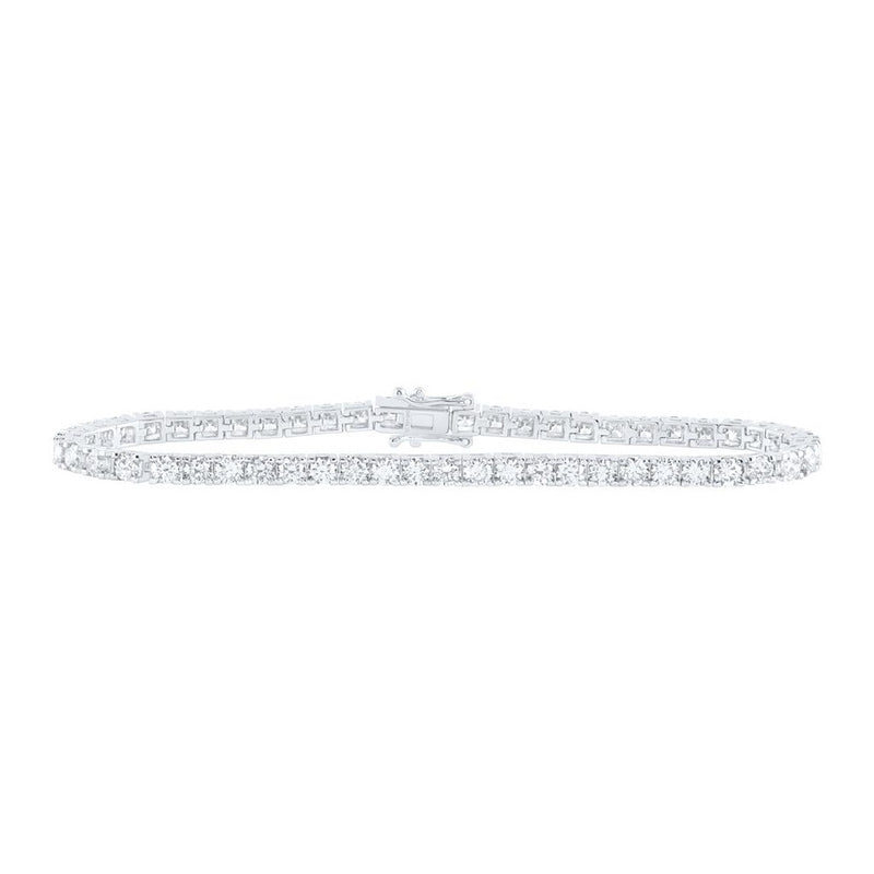 14K White Gold Diamond Tennis 7-Inch Bracelet - 6 Carat Total Diamond Weight