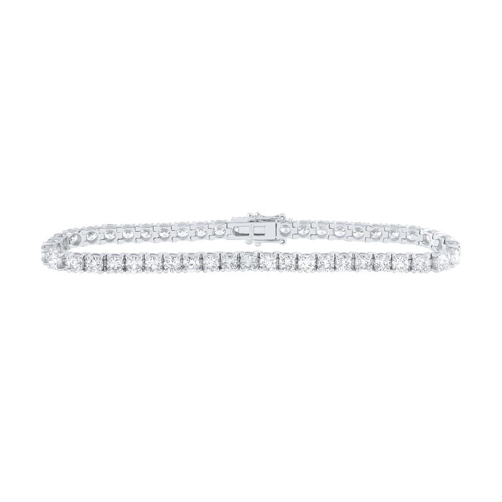 14K White Gold Diamond Tennis 7-Inch Bracelet - 7 1/5 Carat Total Diamond Weight