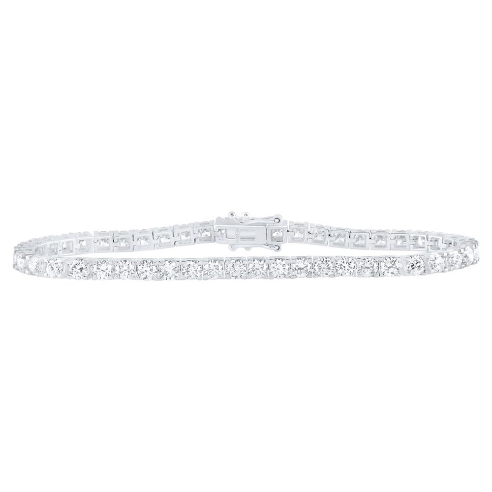 14K White Gold Diamond Tennis 7-Inch Bracelet - 7 Carat Total Diamond Weight